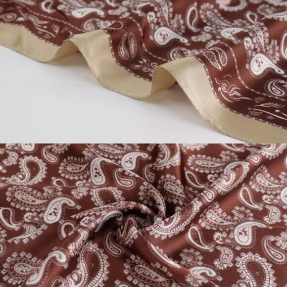 ⚡Men G-Brown Necktie 27.5 Inches Cowboy Scarves Pocket Square Silk Bandanas - Picture 8 of 8